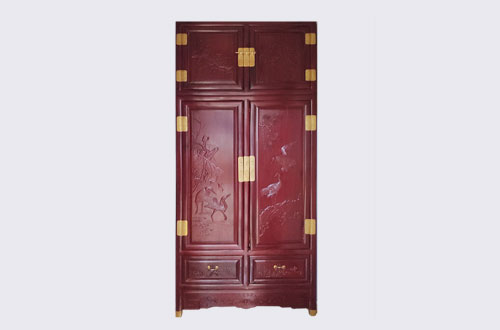 相山高端中式家居装修深红色纯实木衣柜